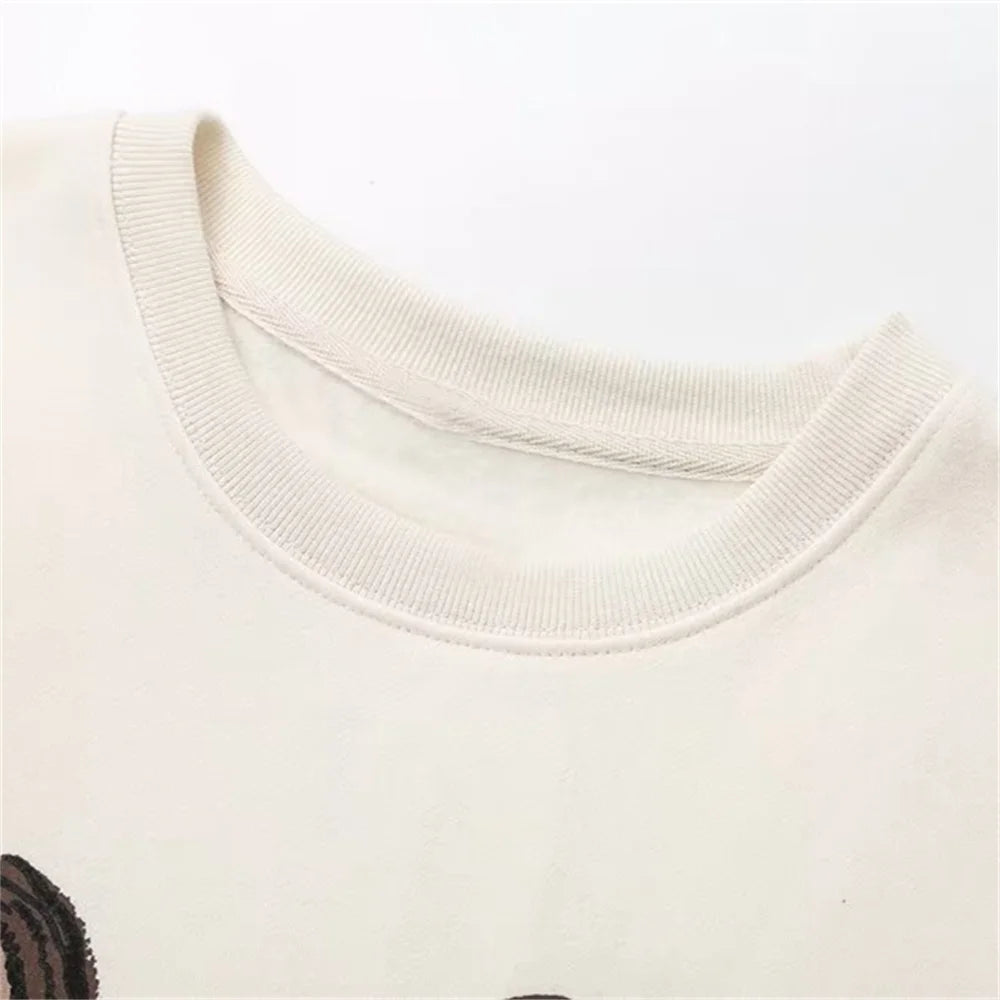 2024ZAR * Spring/Summer New Product Women's Casual Loose Girl Print Contrast Color Long sleeved Sweater